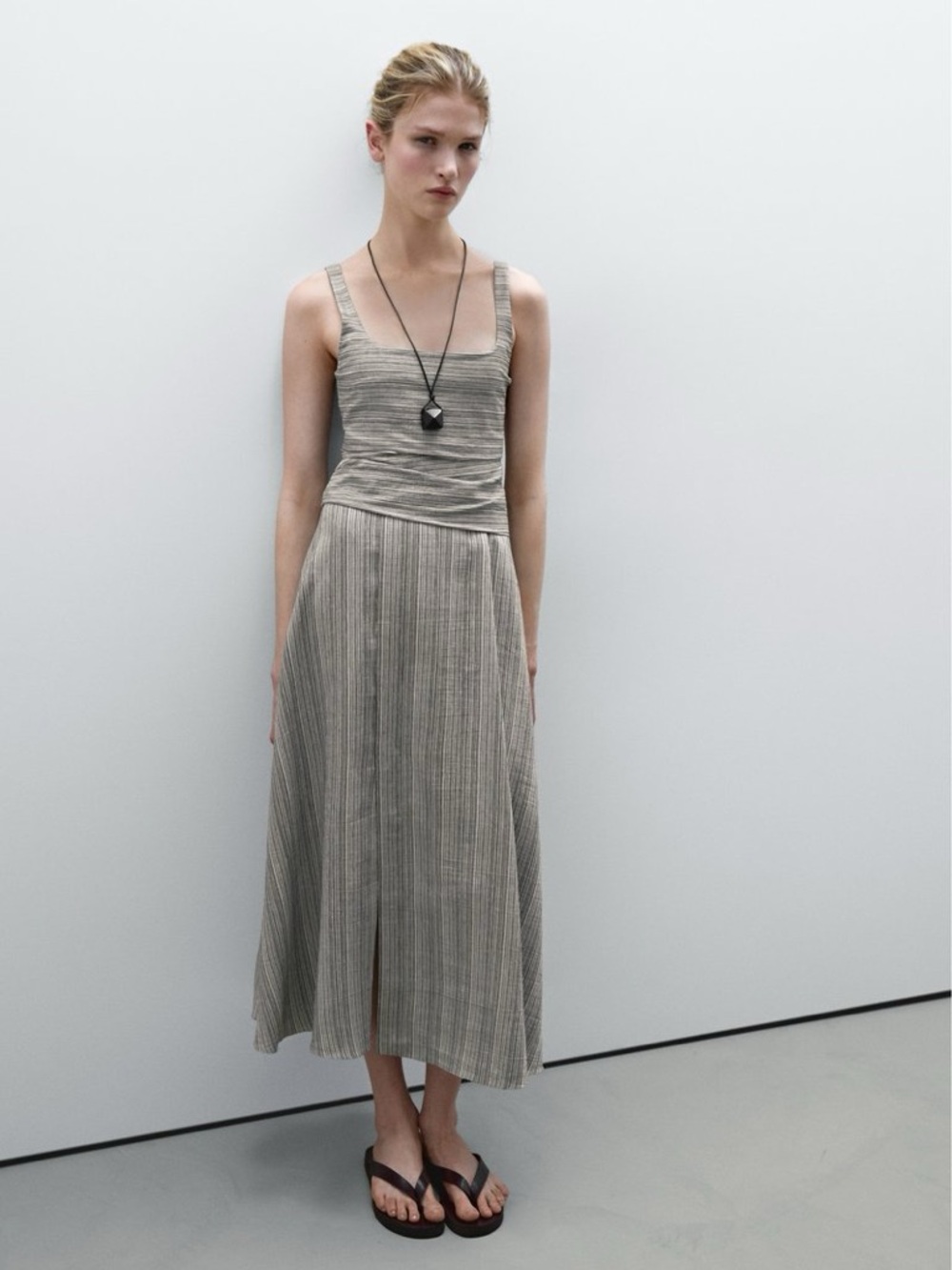 Massimo Dutti ~ STRIPED FLOUNCE MIDI - Day dress - Picture 3 of 13
